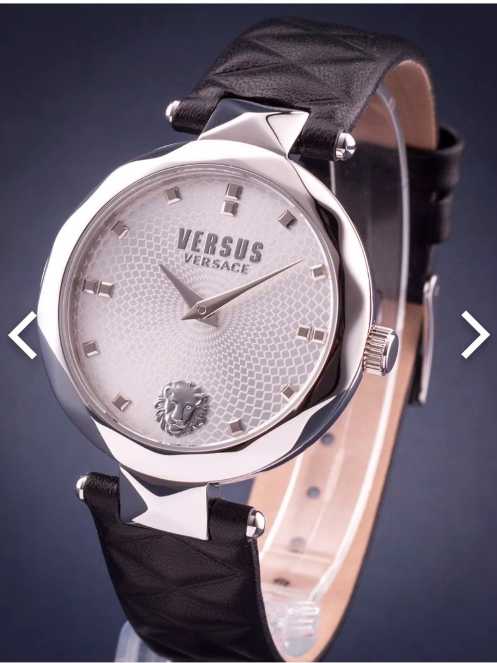 Versus Versace Silver and Black Textured Watch